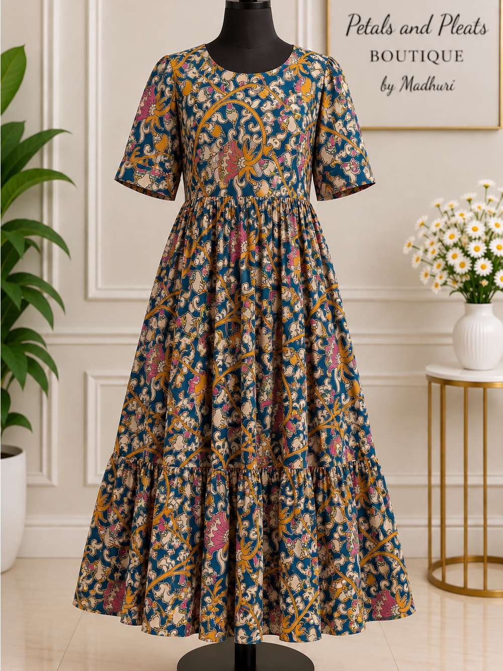 Teal Floral Maxi Dress